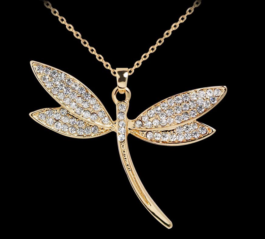 AKOAK 1 Pack Fashion Creative Diamond-Inlaid Dragonfly Necklace Fresh and Elegant Dragonfly Pendant Necklace2