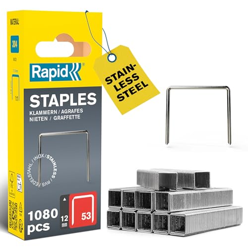 Rapid High Performance Staples, Stainless Steel, No.53, Leg Length 8 mm, 40109510 - 1080 Pieces, grey
