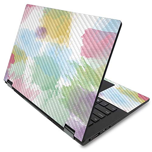 MightySkins Carbon Fiber Skin for Lenovo Flex 14' (2019 No Fingerprint Scanner) - Watercolor White | Protective, Durable Textured Carbon Fiber Finish | Easy to Apply Change Style | Made in The USA