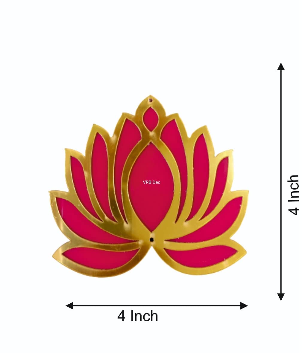 VRB DecTM Acrylic Lotus Flower Cutout | Lotus Cut-Out| DIY Rangoli Kit | Decoration for Diwali, Dashera | for Rangoli, Pooja, Decorations, Festival Gift, Wedding Decorations (Red, 12)