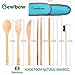 Bamboo Utensils Cutlery Set - Reusable Cutlery Travel Set - Eco-Friendly Wooden Silverware for Kids, Adults - Outdoor Portable Utensils with Case (Blue)