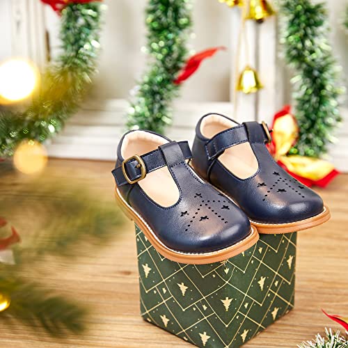 Image of Kiderence Toddler Girl Mary Jane School Uniform Dress Shoes Oxford Flats | Wide Toe Box Great Comfort for Student Shoe and Flower Girl Shoe for Wedding, Parties, Church