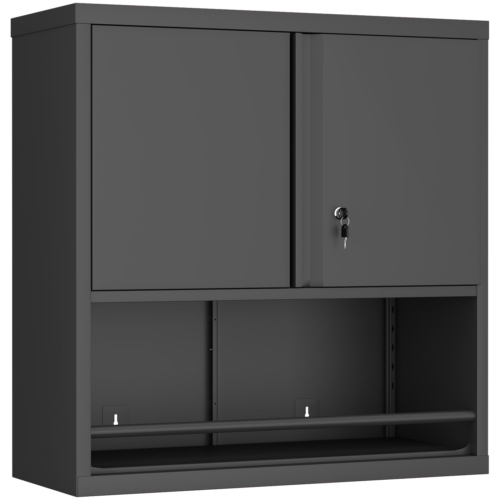 GREATMEET Locking Metal Garage Wall Cabinet with Doors and Shelf, 31'