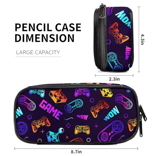 Image of Purple Game Video Game Controller Pencil Case for Boys Girls, Large Capacity Purple Pen Bag, Pencil Pouch With Zipper Compartments, Organizer for School Office Home Business