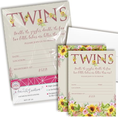 Amanda Creation Twin Baby Shower Invitations