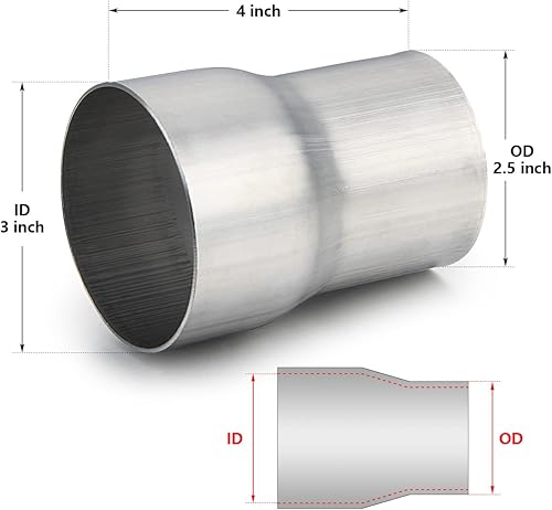 Miniatura 2 de A-KARCK Conector adaptador de escape de 2.5 pulgadas de diámetro exterior a 3 pulgadas de diámetro interior, reductor de tubo de escape de acero