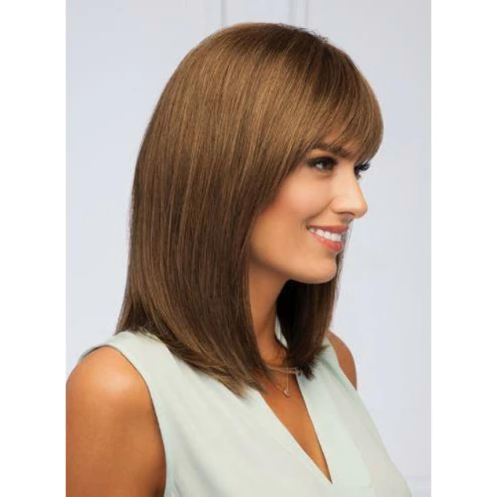 Stepping Out Large Cap Color GL10-14 WALNUT - Gabor Wigs 12" Long Slightly Angled Bang Blunt Cut Synthetic Hand-Knotted Monofilament Part Natural Hairline