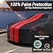 iCarCover Premium Plus Waterproof All Weather Car Cover, Rain Snow UV Protection for Trans AM, Plymouth Barracuda, Chevy Camaro, Malibu 2-Door, Javelin, Size C32 (See Size Chart), Stripe - Black/Red