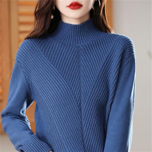 Cotton Knit Sweater Half High Collar Stripe Pullover Thickened Bottoming Casual Knitted Top for Girls2