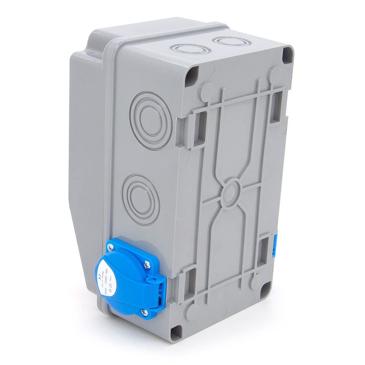 ELS Elektrotechnika - Distribuidor de enchufes para construcción, de pared, 4 Schuko, 230 V, 4 disyuntores C16, listo para conectar, cableado, para interior y exterior, talleres y fábricas, IP54