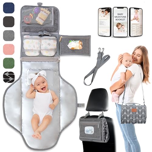 Image of Portable Changing Pad for Baby Shower Gifts & New Mom Gifts, Travel Diaper Changing Pad for Newborn, Large Waterproof Baby Changing Mat, Foldable & Detachable Diaper Changing Station by Pillani