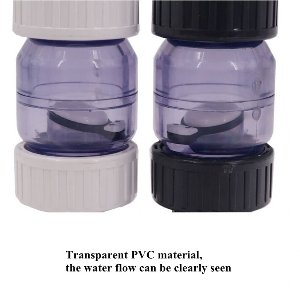 válvula de bola, válvula de cierre, Válvula antirretorno unidireccional, ID 25 mm 32 mm Válvula de retención transparente Conector de tubería de agua de PVC Junta de tubo de tanque de acuario 1 pieza