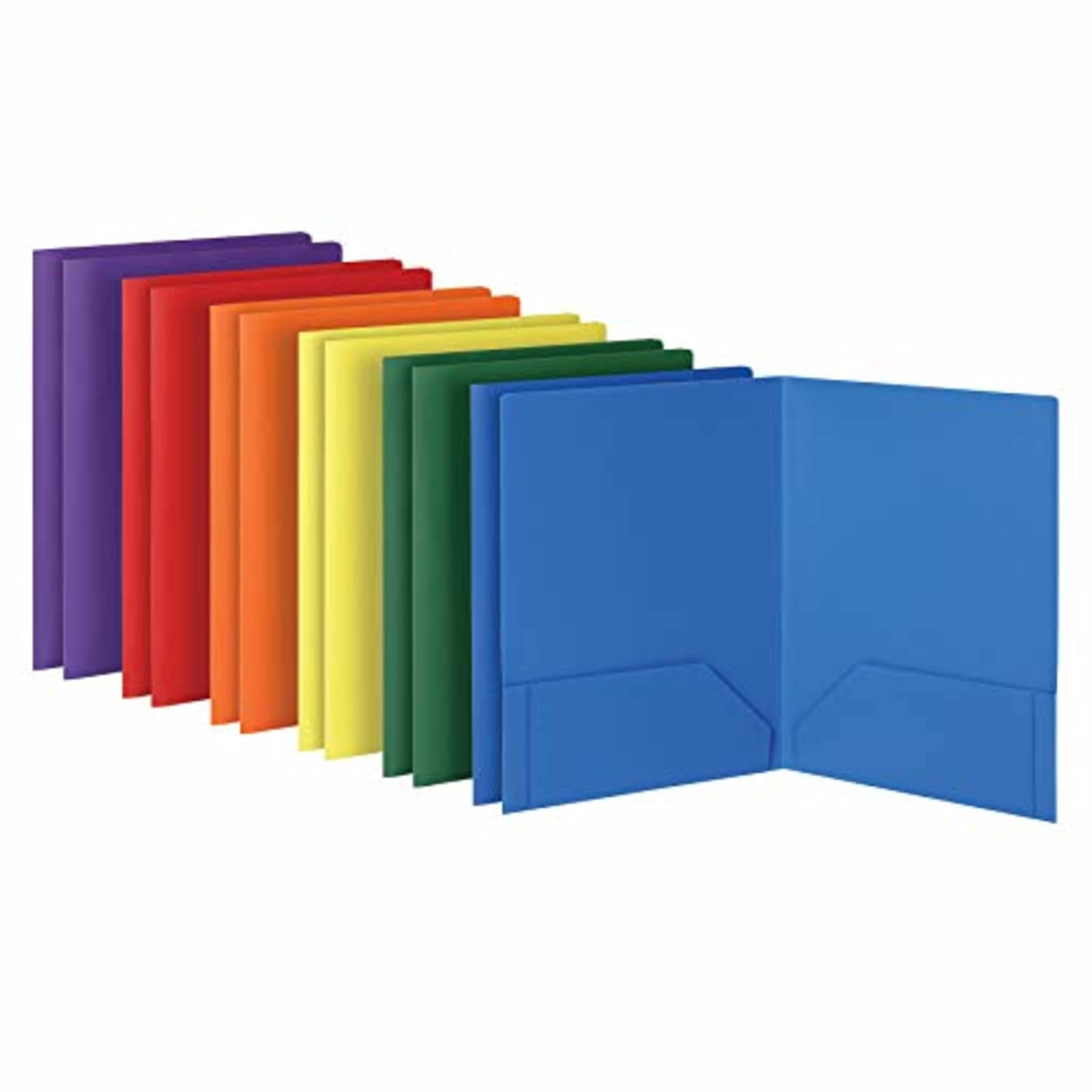 Oxford 2 Pocket Folders, Sturdy Plastic Portfolio, Folder for School and Office, 2 Pocket Paper Organizer, Letter Size, Asst. Colors, 2 Each (Blue, Green, Yellow, Orange, Red, Purple), 12 Pack (14188)