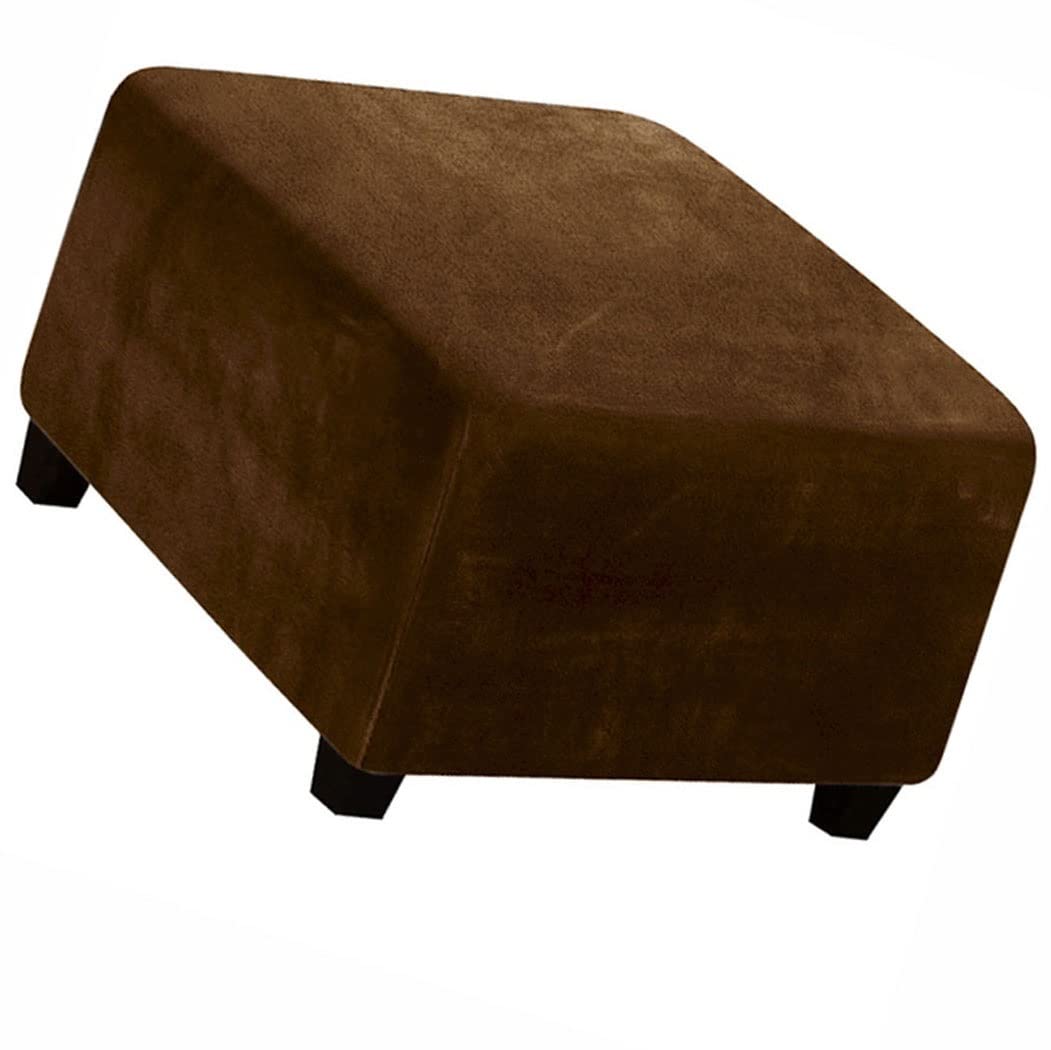 Zzdzw Dark Coffee Square Ottoman Slipcover Velvet Small/Medium/Large Stretch Ottoman Cover Slipcover For Wingback Chair Stool Protector Cover/Sofa Leather Storage Footstool (Color : Size : 62-76Cm)