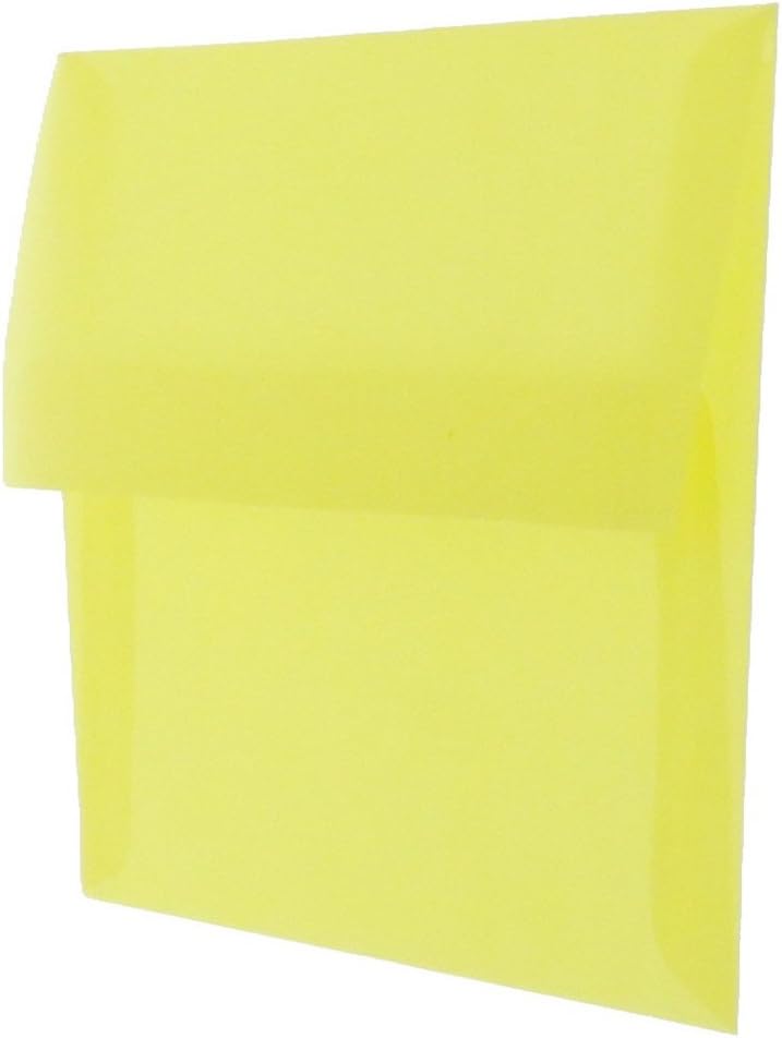 JAM PAPER 4Bar A1 Translucent Vellum Invitation Envelopes - 3 5/8 x 5 1/8 - Primary Yellow - 25/Pack