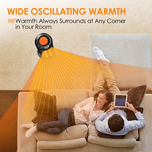 Space Heater for Office - Electric Ceramic Portable Oscillating Space Tower Heater Fan w/ Thermostat, Fast Heating Overheat & Tip-over Protection Ideal for Personal Home Bedroom Bathroom Indoor Use
