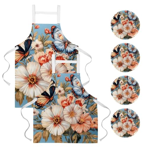 Tablier de serveur à motif papillon pour le service en bistrot et bar