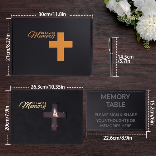 Image of Funeral Guest Book for Memorial Service - in Loving Memory Guest Sign in Book, Celebration of Life Memorial Guest Book, Hardcover Condolence Book with 94 Pages for 70 Guests