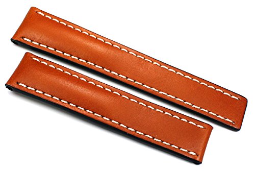 RIOS1931 22mm echt Juchten Leder Uhrenarmband für Breitling Faltschließe Handvernäht Deutsch 22/20