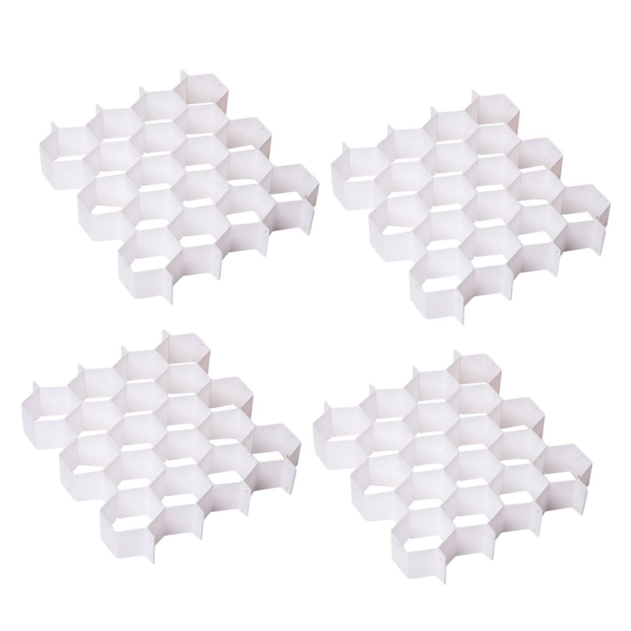 NUOBESTY Divisori Per Cassetti a Griglia in Plastica, Organizzatori Salvaspazio Per Biancheria, Calzini e Reggiseni, Set Da 4 Pezzi Design a Nido D’ape Per Armadio e Cassettiera