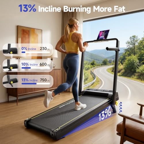 Image of YPOO Walking Pad Incline, Treadmills for Home, Handle Bar, Foldable, 300LBS