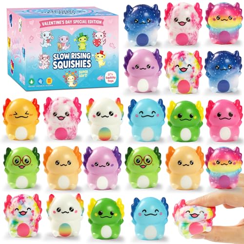 24pcs Axolotl Slow Squishy Toy Axolotl Stress Relief Fidget Toy Slow Rising Squishy Stress Fidget Toys Axolotl Squishies Party Favors for Kids