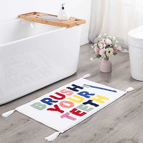 Boveu Kids Bath Mats For Bathroom, 20'' X 32'' Non Slip Absorbent Washable Colorful Bath Rug For Tub Shower, Brush Your Teeth #TOP7