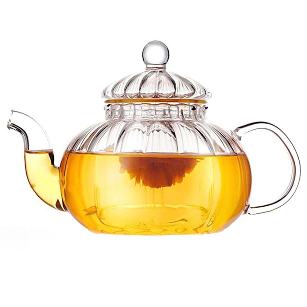 Teiera A Forma Di Zucca In Vetro Borosilicato 600 Ml – Con Infusore Rimovibile, Per Microonde E Fornello