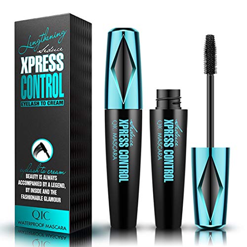 4D Silk Fiber Lash Mascara Eyeliner Set, Natural Long Lasting No Smudging Mascara Waterproof Smudge Proof Longer Thicker Voluminous Eyelashes, Liquid Eyeliner&Mascara Set(Green）