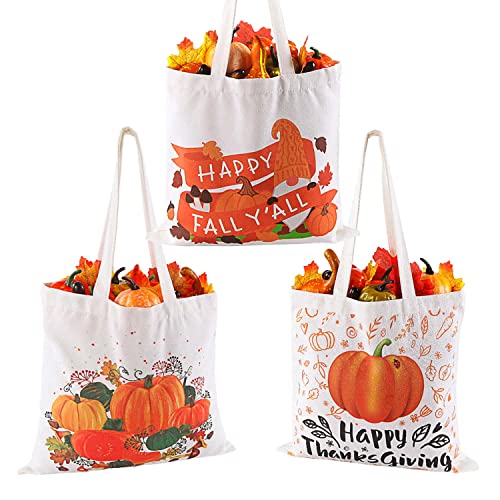 Quera-3-Pack-Fall-Canvas-Tote-Bags-Sunflower-Tote-Bag-Pumpkins-Canvas-Bag-Reusable-Cotton-Handbag-Grocery-Bags-for-Shopping-Market-Travel-Beach-Autumn-Theme-Harvest-Party-Favors-13-x-13