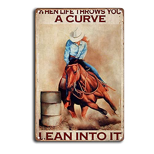 Dphgqgk Cowgirl Lean To It Vertical Vintage Girls Love Horses Harness Racing Riding Horses Cowgirls Cowgirl Barrel Racing Art Sign Retro Wall Decor Poster Tin Signs 8X12Inch #TOP2