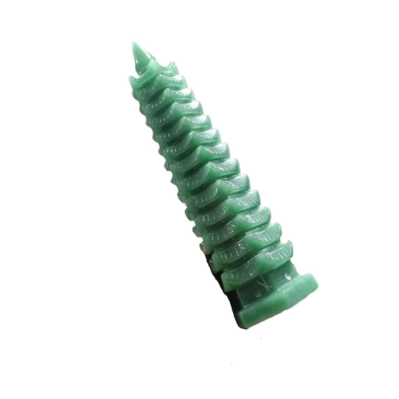 QWZTAEOZA 1pcs 20-21cm Green Dongling Stone Quartz Crystal Ore Carved Tower