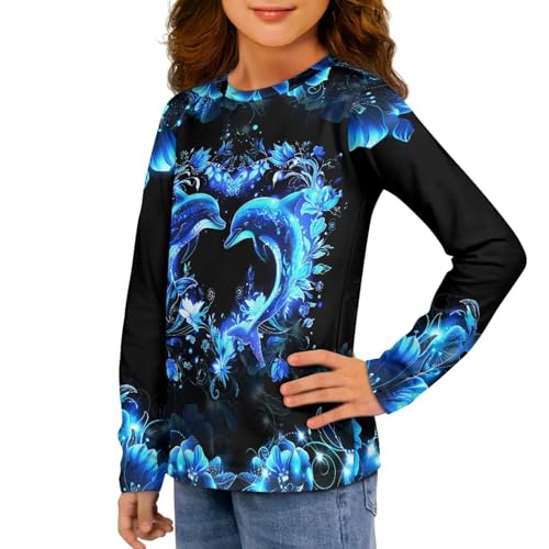 Shirts for Kids Girls Long Sleeve Tee Shirt Cute Crewneck Pullover Tops 3-16Y3