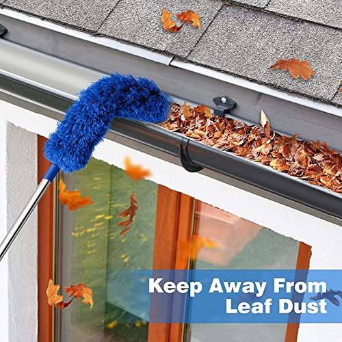 Niukuyu Gutter Cleaning Brush Roofing Tool with Telescopic Extendable Pole 8.2Ft Guard Cleaner Tool Easy Remove Leave, blue - Image 3