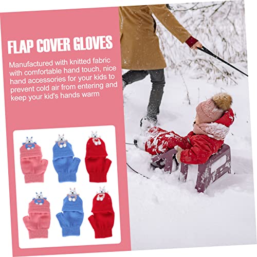 BESTYASH 3pairs Boy Girl Writing Gloves Half Finger Design for for Outdoor Sports Mixed Colors for Boys Girls for Notes Reading3