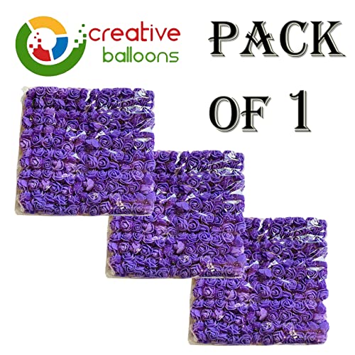creative balloons Purple Foam Roses with Stem Lace Edge 144 Pcs Fake Flowers Artificial Roses for Decoration DIY Crafts Rose Bouquet Flower Buds Wedding Party Foam Rose Garland Pack of 1 - Image 3