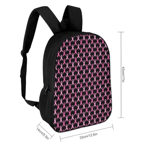 OBLUE Breast Cancer Awareness Pink Ribbon Backpack 17 Inch Shoulders Daypack Simple Leisure Travel Bag2