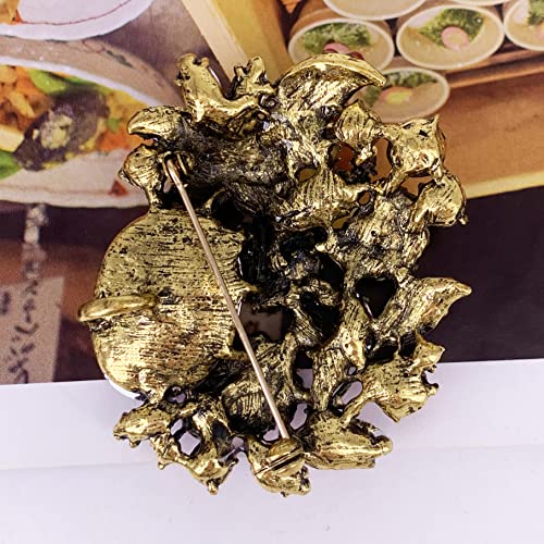 Image of SELOVO Rhinestone Glitter Flower Brooch Pin Jewelry Scarf Accessory Vintage Gold Tone
