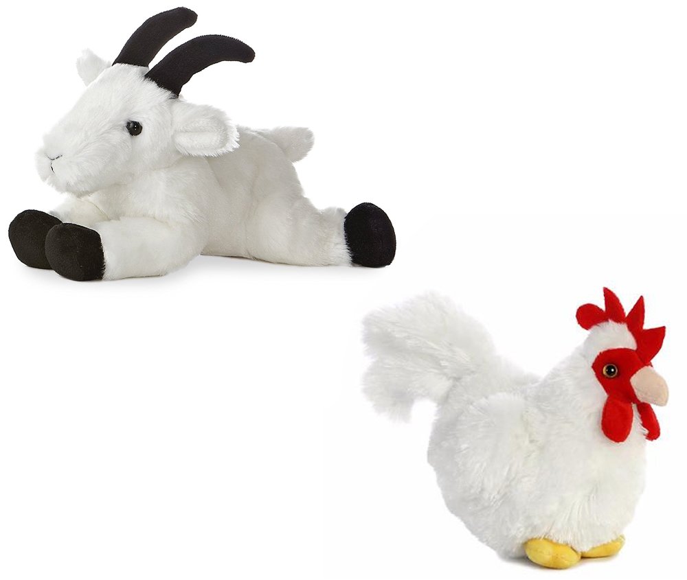 Aurora Rocky Mountain Goat & Chicken Mini Flopsie 8" Bundle