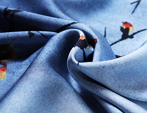 Prodesign Long Kimono Robe Satin Sleepwear Gradient Watercolor Silky Kimono Nightgown Bathrobe Kimono Blouse Cardigan (Plum - Gradient Blue) #TOP5