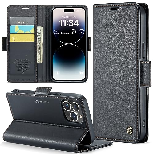 【J.DL】iPhone 14proケース手帳型 iphone 14PRO財布型 携帯カバー アイフォン14Proスマホケース 高级PUレザー 耐衝撃 耐摩擦 全面保護 サイドマグネット カード収納 スタンド機能 軽量 手触りが良い 人気上品な シンプル気質 ギフト ， 6.1インチ対応（ブラック）
