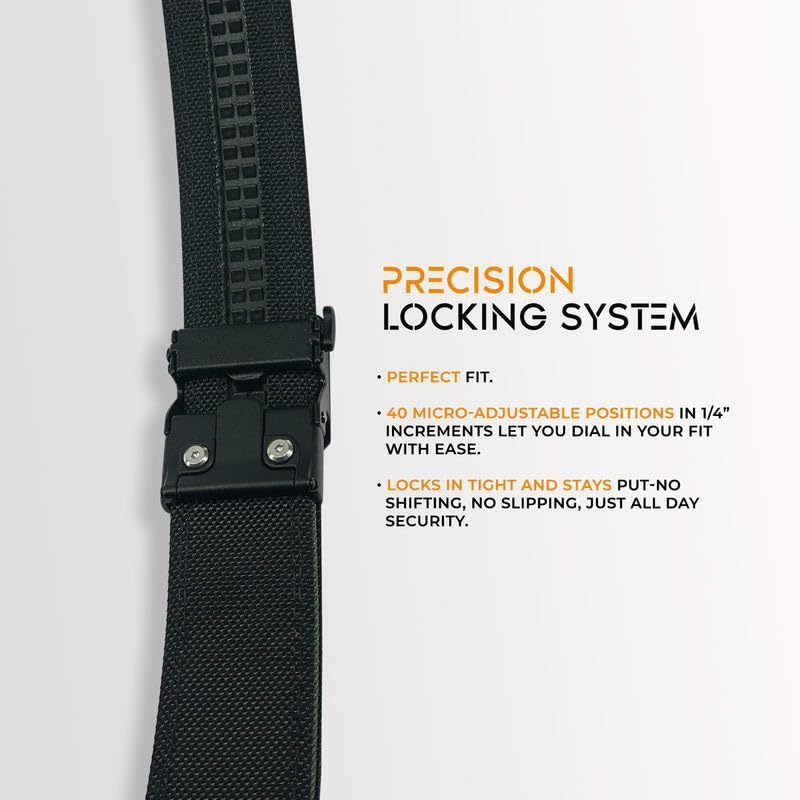 1.5” Gun Belt Reinforced Nylon EDC Belt Adjustable Ratchet Belt with Clamp Buckle, Trim-to-Fit