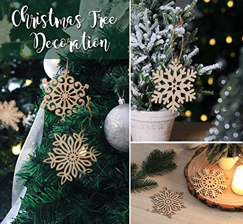 Ilauke 30Pcs Wooden Snowflakes Ornaments 4 Inch Wood Hanging Decorations Rustic Christmas Tree Crafts #TOP1