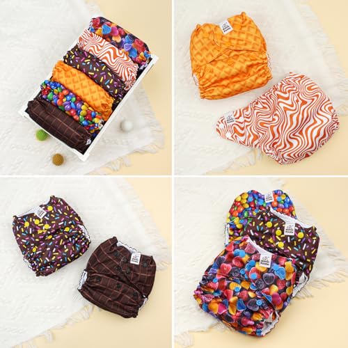 Image of Mama Koala 6 Pack Reusable Cloth Diapers 3.0 for Babies Girls Newborn, One-Size Adjustable Baby Diaper, Durable Stitching, Back Opening for Inserts, Breathable Awj Lining, Leak Prevention-Candy&Coo..