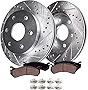Detroit Axle - 6 Lug Front Drilled Slotted Rotors + Ceramic Brake Pads Replacement for Silverado Sierra Suburban 1500 Yukon Escalade - 4pc Set
