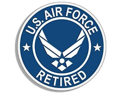 MAGNET 4x4 inch Round U.S. Air Force RETIRED Sticker (USAF Bumper Vet logo wings) Magnetic vinyl bumper sticker sticks to any metal fridge, car, signs
