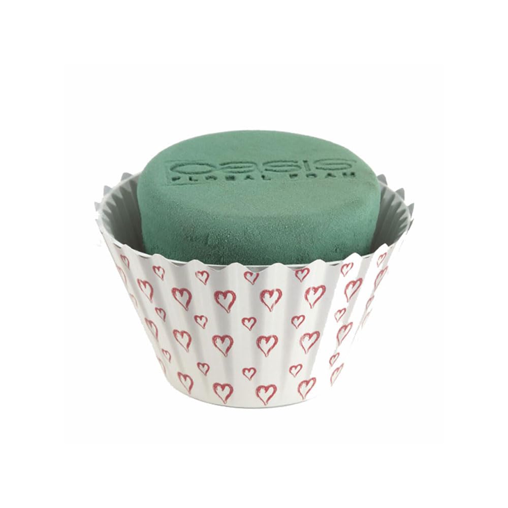 FloristryWarehouse Oasis® Cupcakes Large x 6 Valentine White Red Hearts
