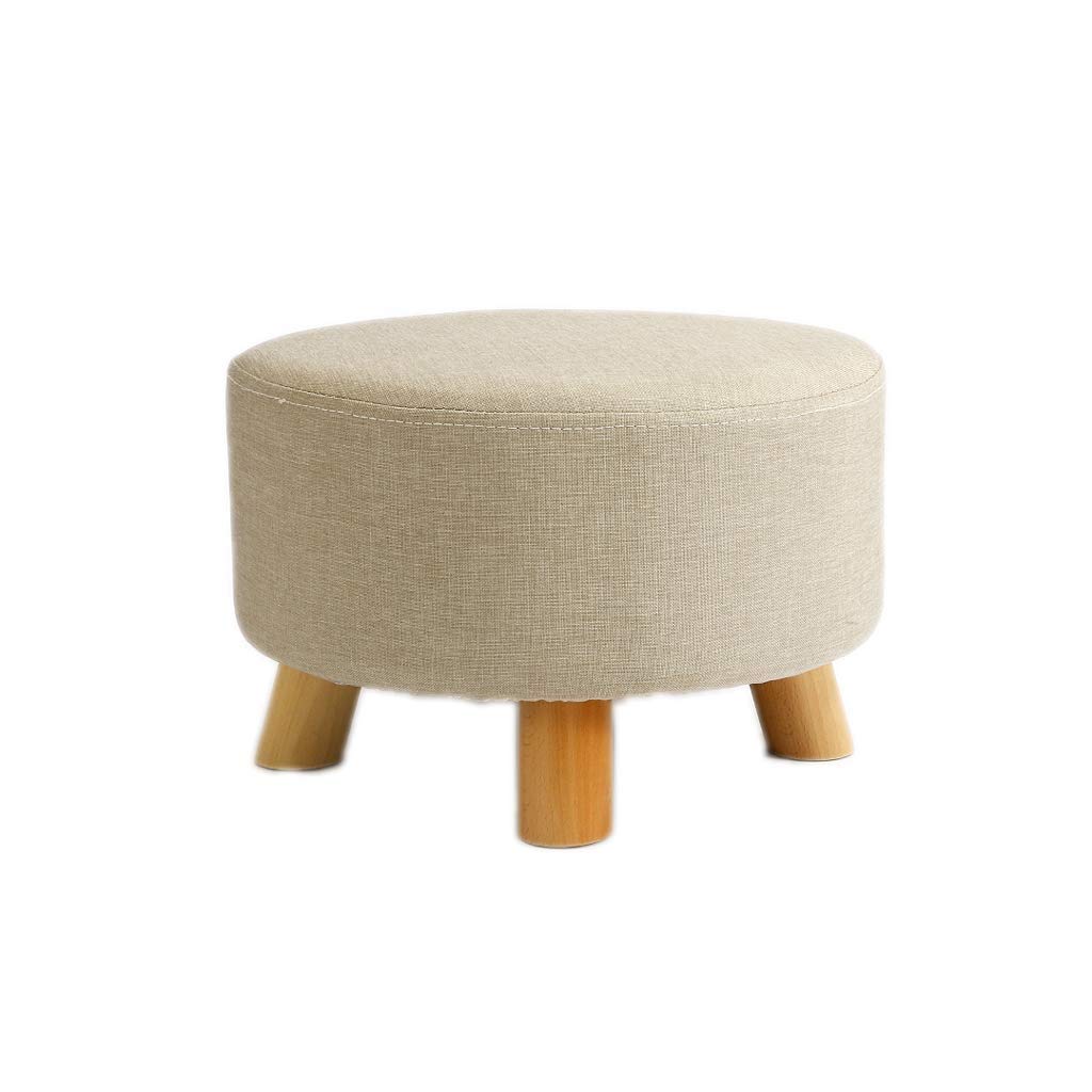 Taburetes modernos para los pies tapizados en tela retro con patas de madera