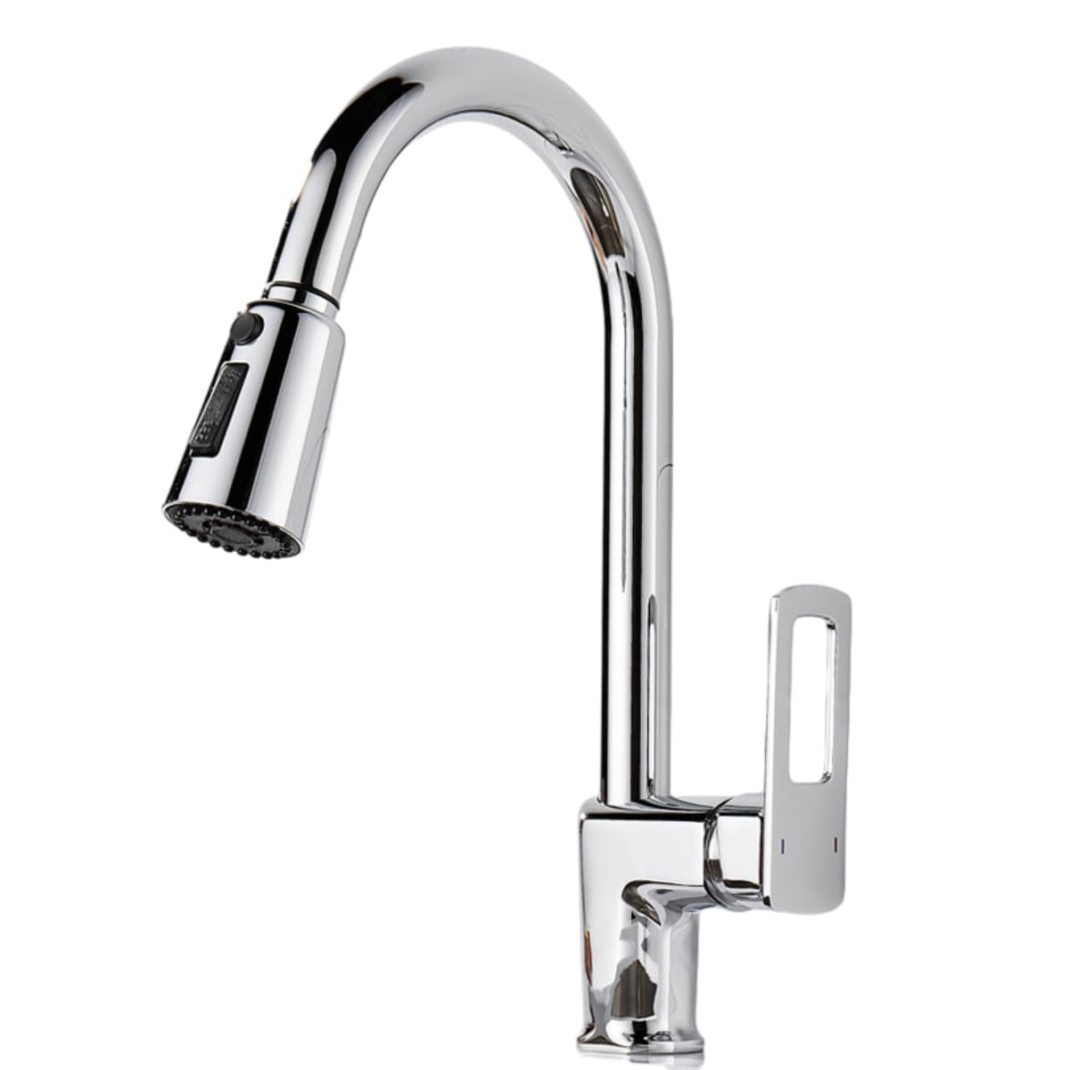 ZYCHSJXA Kitchen Taps Copper Sink Hot and Cold Water Faucet Pull-Out Rotatable Retractable Silver