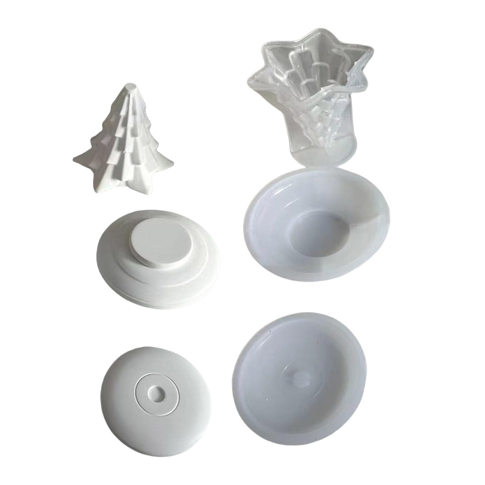 Nucelit 3D Christmas Tree Holder Silicone Molds Candlestick Molds Plaster Castings for Table Decorations Christmas Tree Holder Candlestick Silicone Epoxy Resin